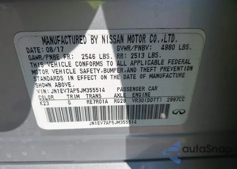 2018 Infiniti Q50 3.0T Luxe из США, поврежденный, VIN JN1EV7AP5JM355514